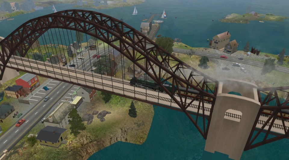 Duchess on the bridge, steaming over the highway